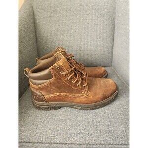 Skechers Men's Relaxed Fit Segment Garnet Dark Brown Leather Boots Size 9.5